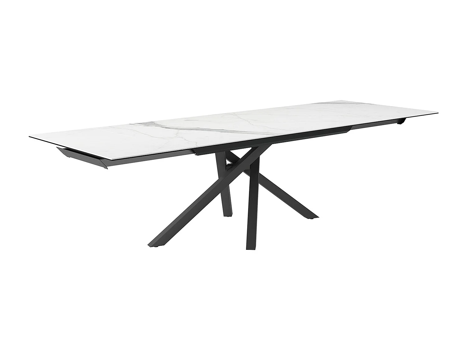 Table extensible rotative - gris charbon, rectangulaire avec bord régulier, dessus en grès porcel. statuaires très élevées