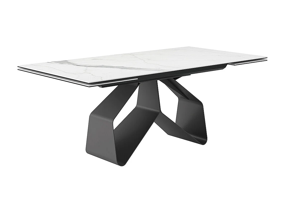Table extensible en ruban - gris charbon, rectangulaire avec bord régulier, plateau en grès porcel. statuaires très élevées