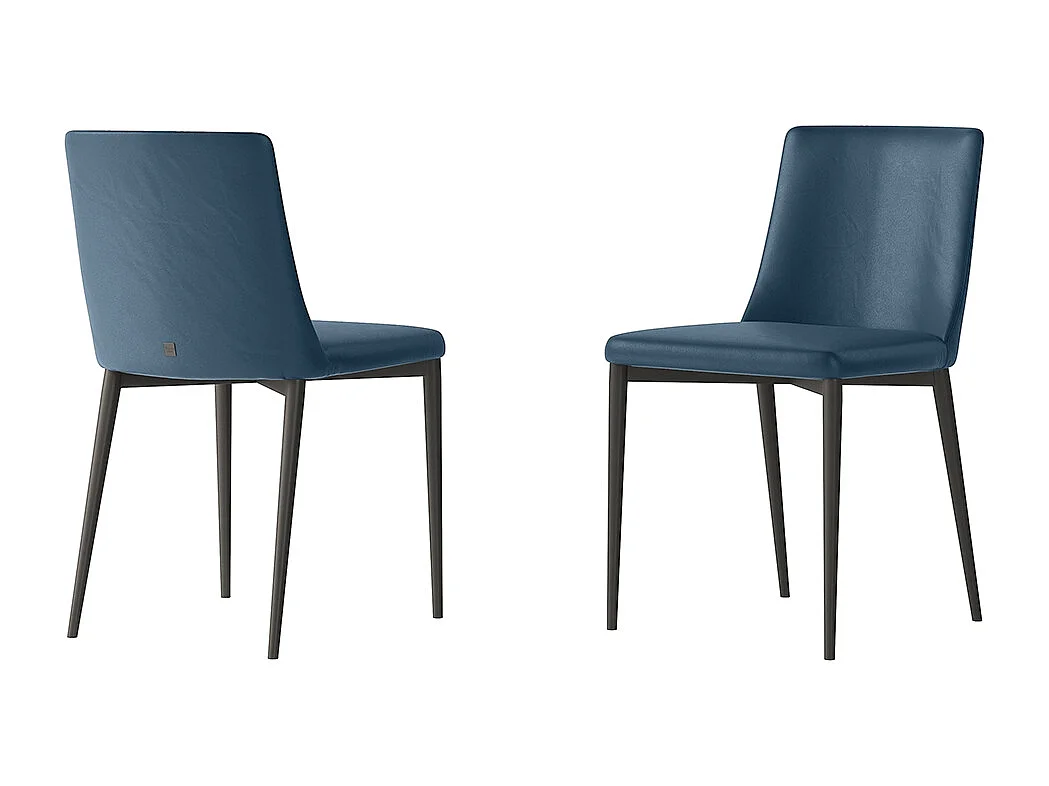 Ensemble de 2 chaises antéa structure gris charbon pétrole bleu éco-cuir