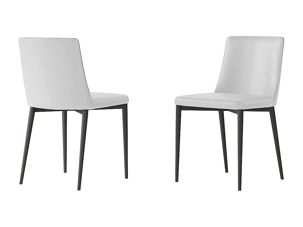 Ensemble de 2 chaises antea structure gris charbon en cuir blanc