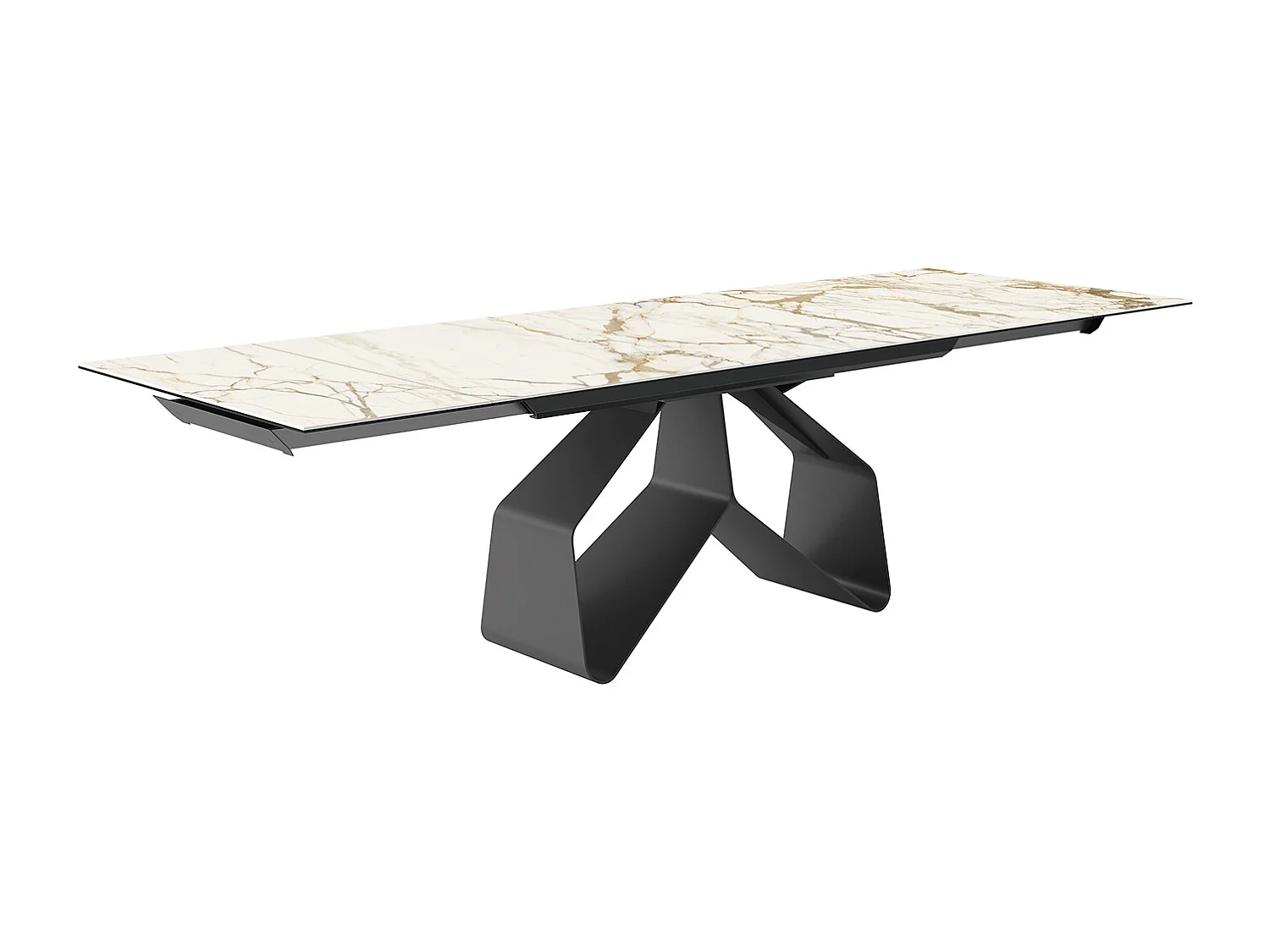 Table extensible ruban - gris charbon, rectangulaire avec bord régulier, plateau en porcelaine macchiavecchia mate
