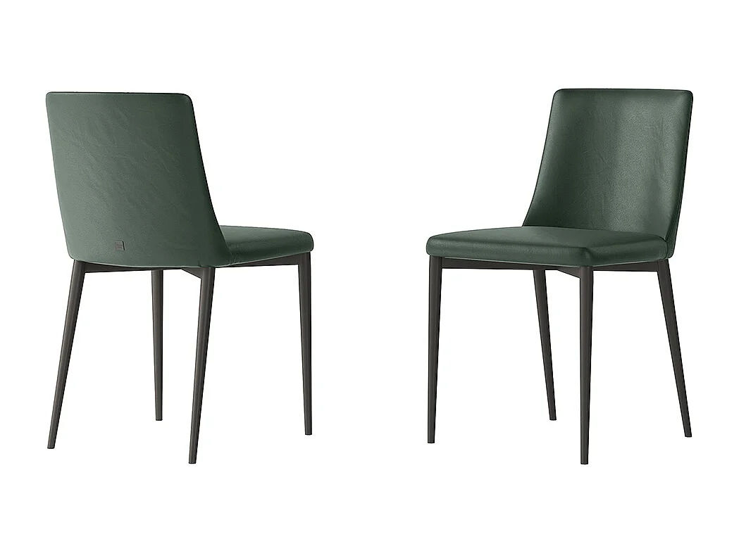 Ensemble de 2 chaises antea  structure gris charbon en éco-cuir vert foncé