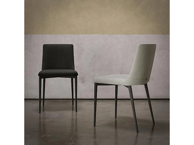 Ensemble de 2 chaises antrée en tissu gris charbon structure anthracite