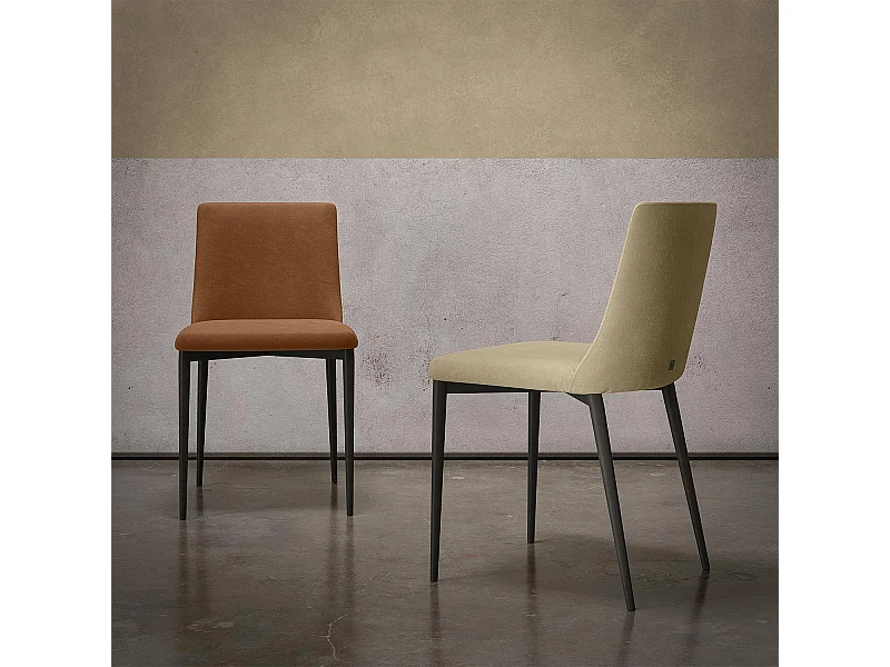 Ensemble de 2 chaises antéa structure gris charbon teinte tissu sienna