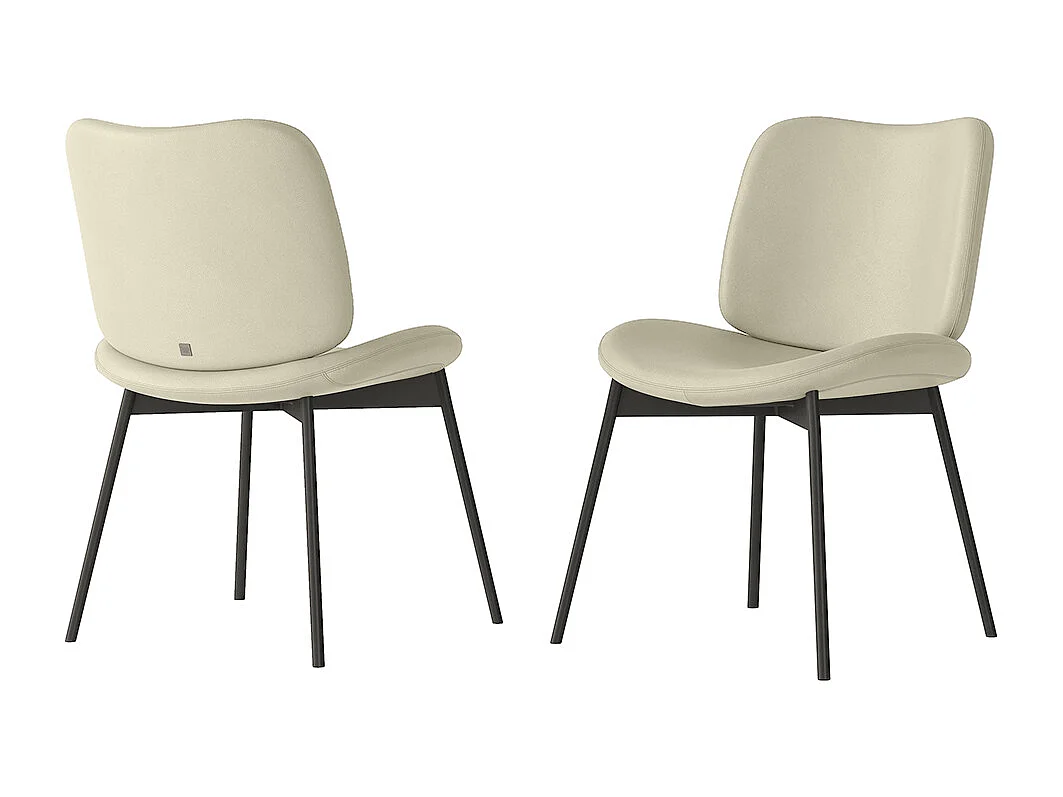 Ensemble de 2 chaises mako - cadre gris charbon, faux cuir beige