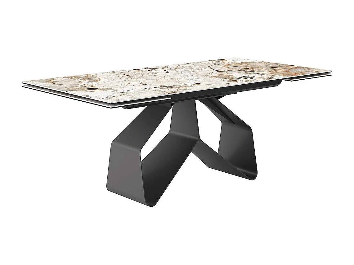 Table extensible à ruban - gris charbon, rectangulaire avec bord régulier, porcelaine en porcelaine toundra