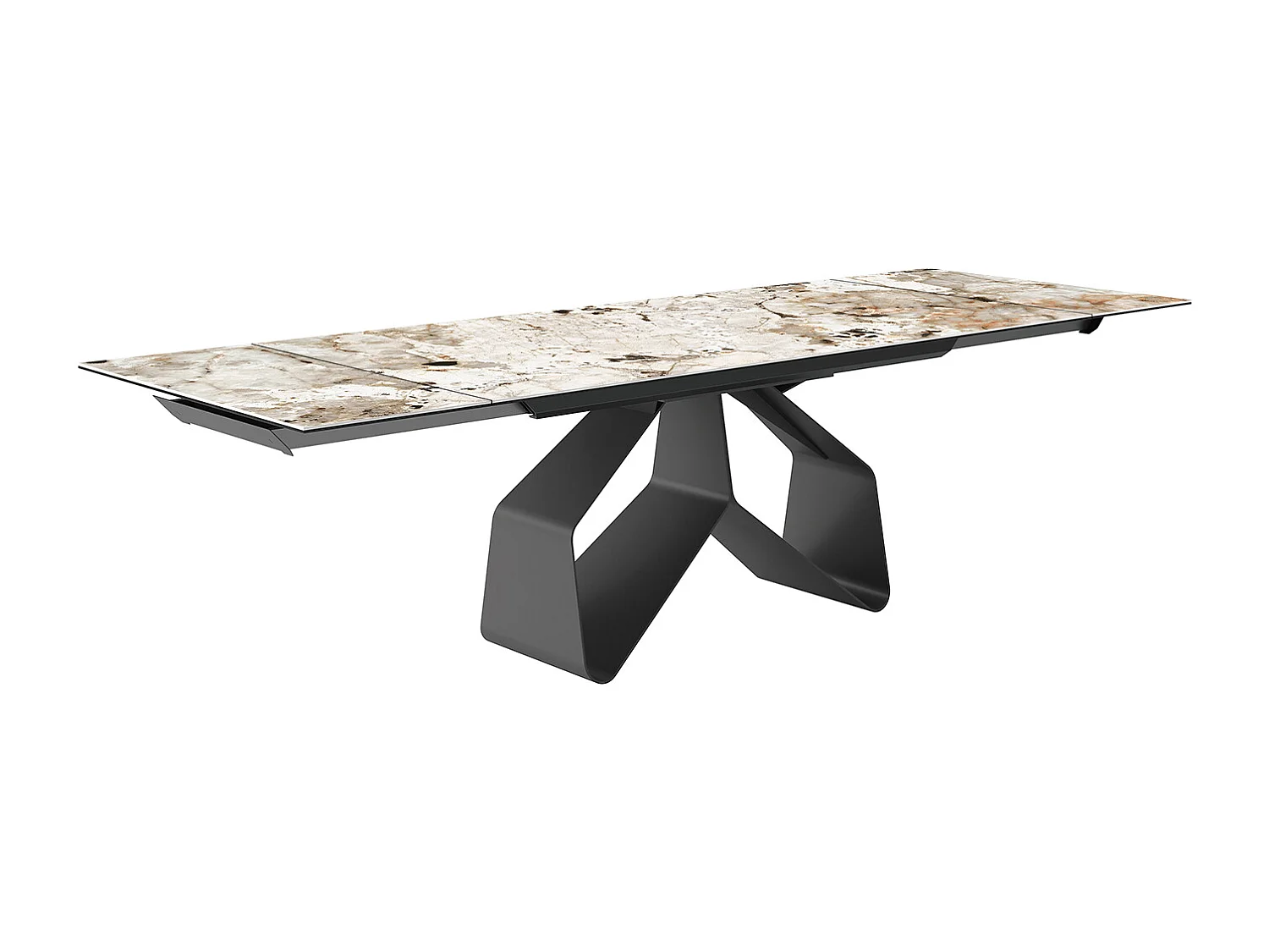 Table extensible à ruban - gris charbon, rectangulaire avec bord régulier, porcelaine en porcelaine toundra
