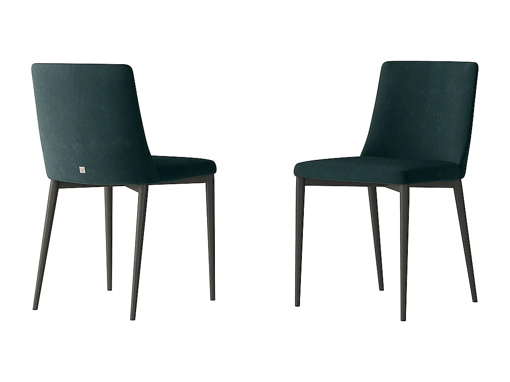 Ensemble de 2 chaises antéa teinte gris charbon en tissu structure vert foncé