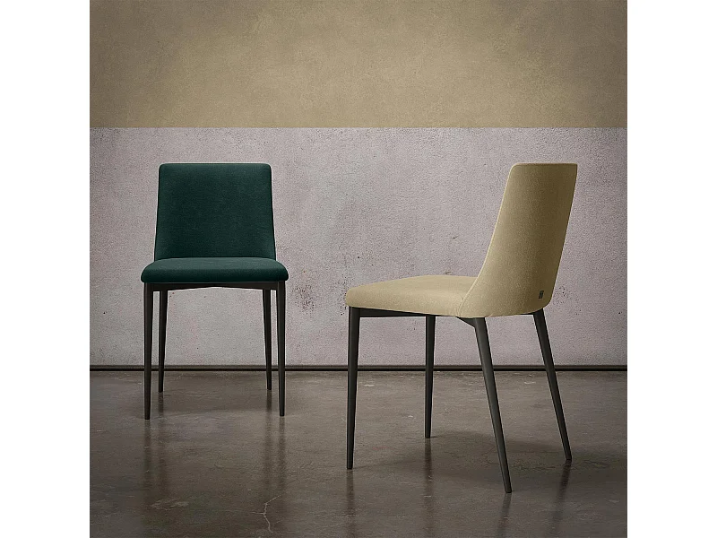 Ensemble de 2 chaises antéa teinte gris charbon en tissu structure vert foncé