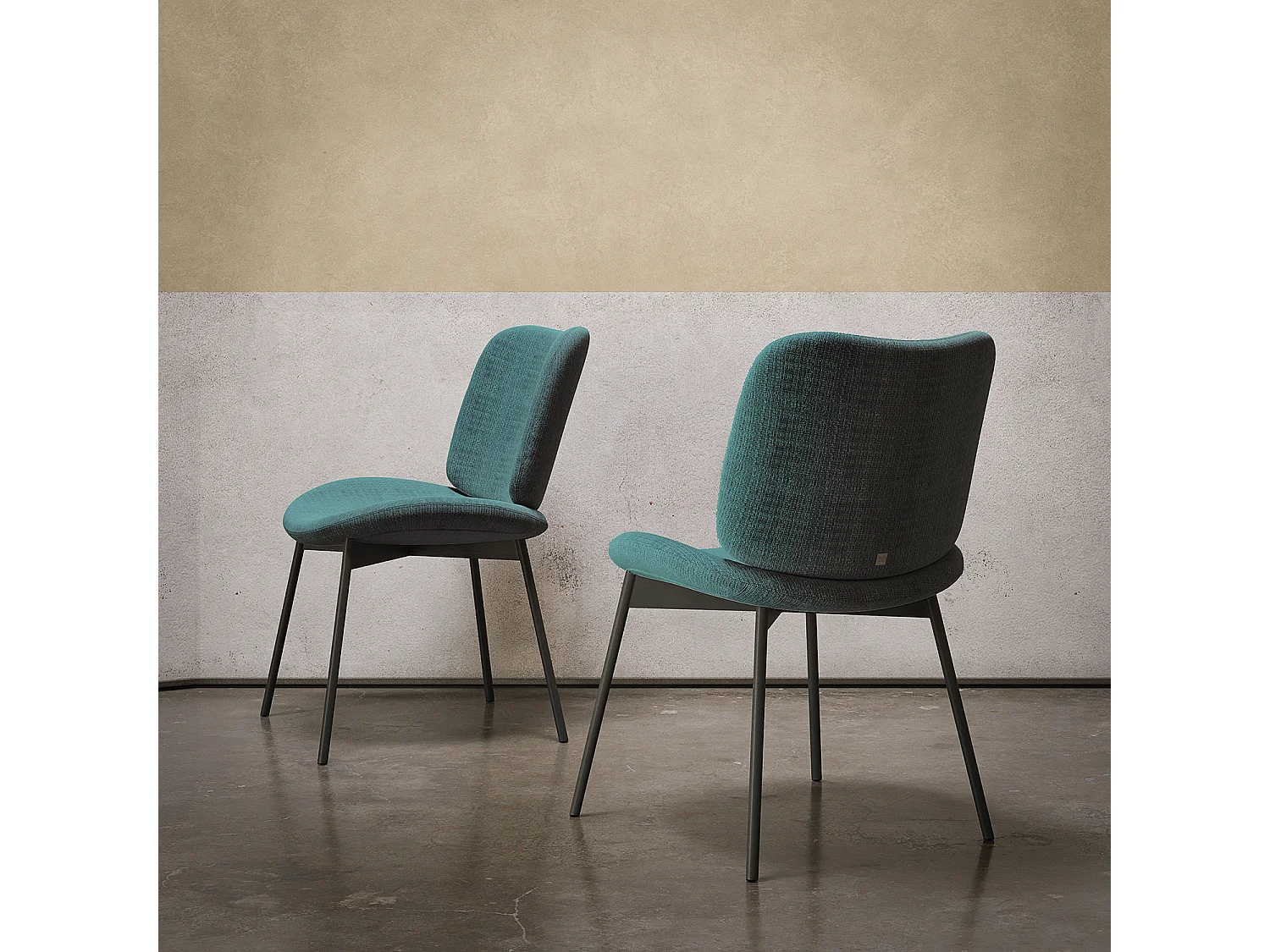 Set van 2 makostoelen - antracietgrijs frame, bruine flora-stof - donkergrijs