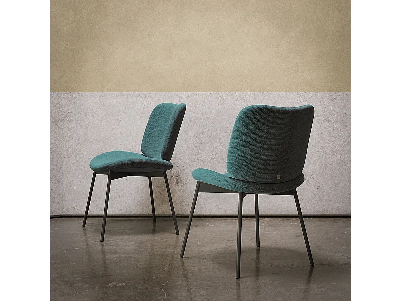 Ensemble de 2 chaises mako - cadre gris charbon, tissu flora brun - gris foncé