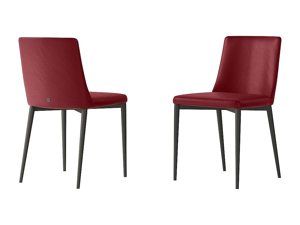 Ensemble de deux chaises antéa gris charbon antain structure en cuir éco rouge bordeaux