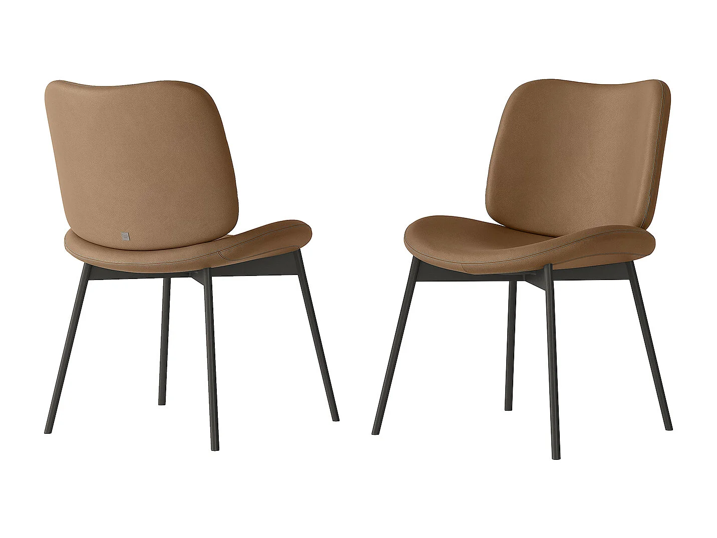 Ensemble de 2 chaises en mako - cadre gris charbon, faux cuir nubuck marron