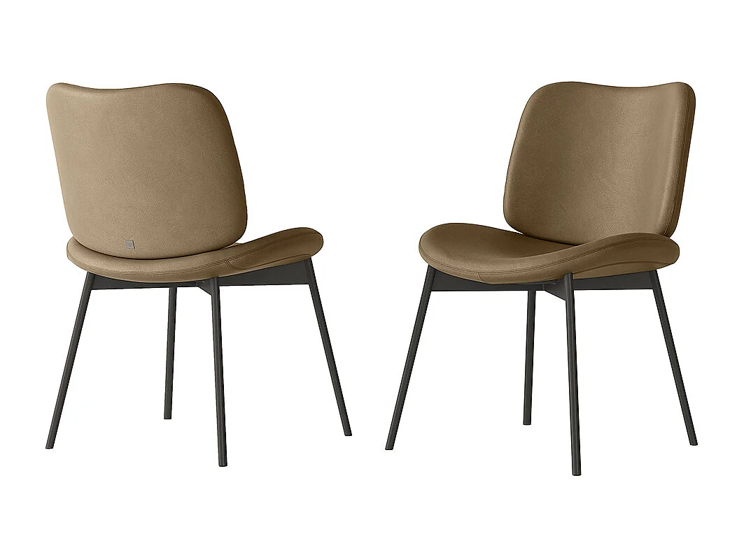 Set van 2 makostoelen - antracietgrijs frame, bruin leren ch.