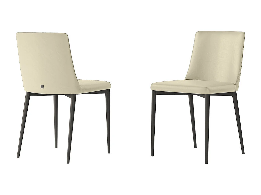 Ensemble de 2 chaises antea structure gris charbon nubuck blanc havane en faux cuir