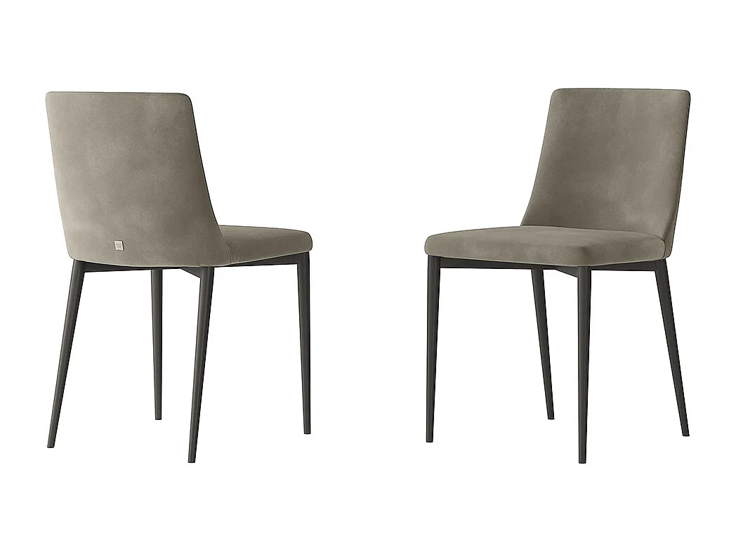 Ensemble de 2 chaises antéa structure gris charbon en velours gris mouette