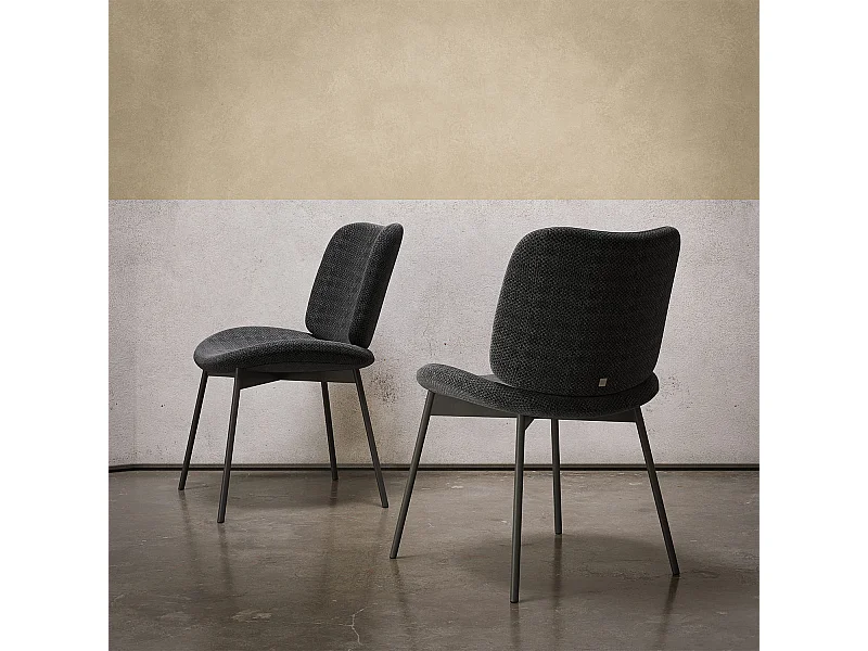 Ensemble de 2 chaises mako - cadre gris charbon, tissu flora anthracite gris foncé