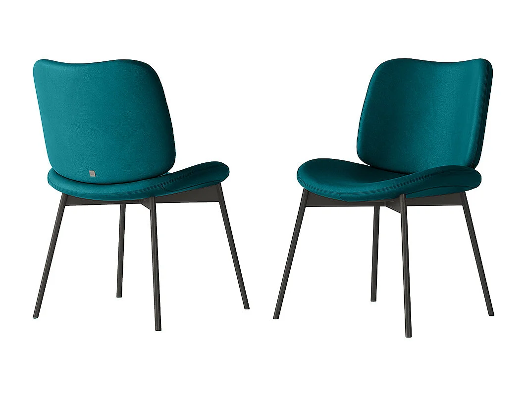 Set van 2 makostoelen - antracietgrijs frame, turquoise blauw kunstleer