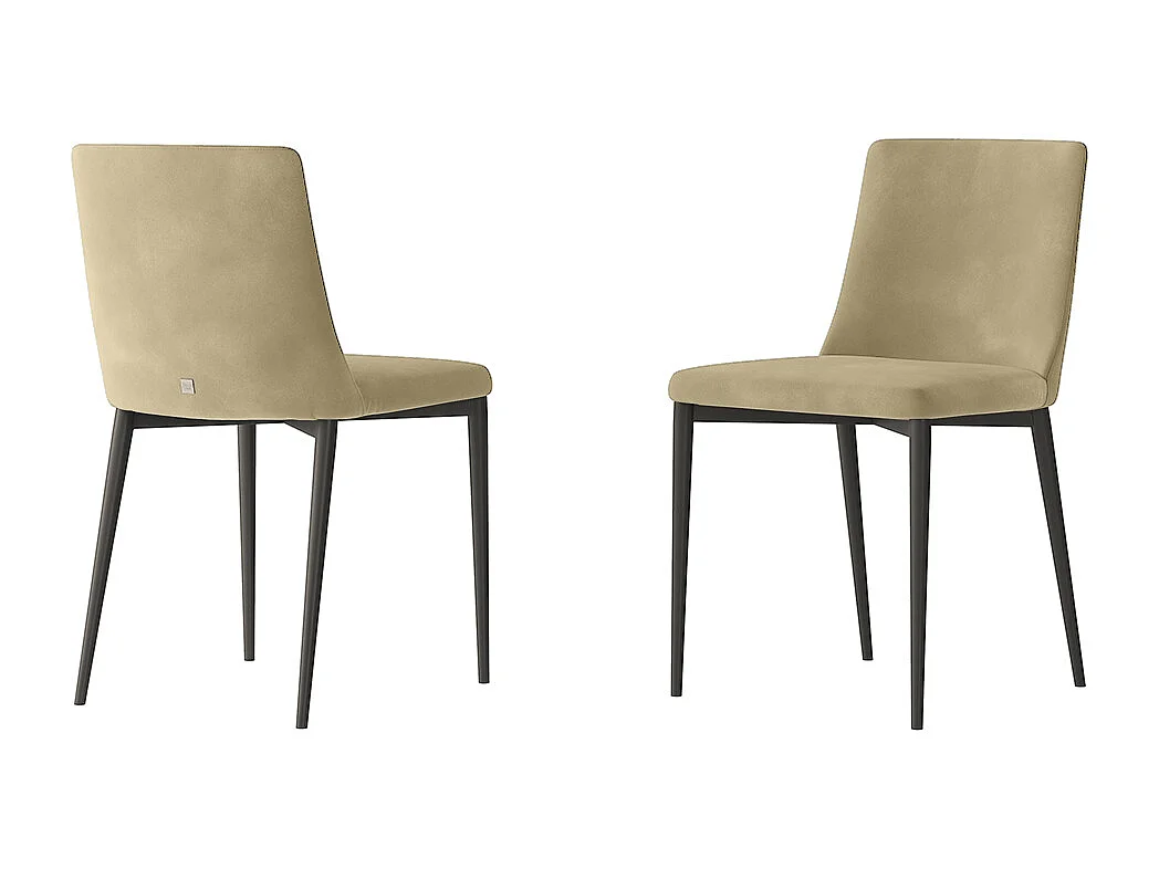 Ensemble de 2 chaises antea structure gris charbon en velous crème