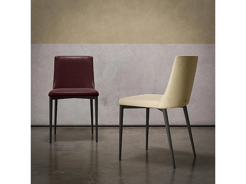 Set van 2 stoelen met antracietgrijs antracietgrijs structuur paars leer