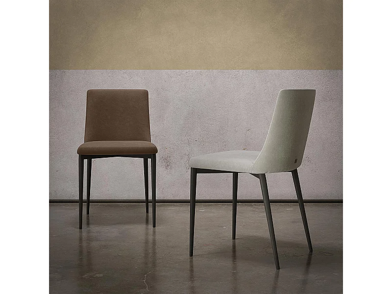 Ensemble de 2 chaises structure gris anthracite antéa teinte brun