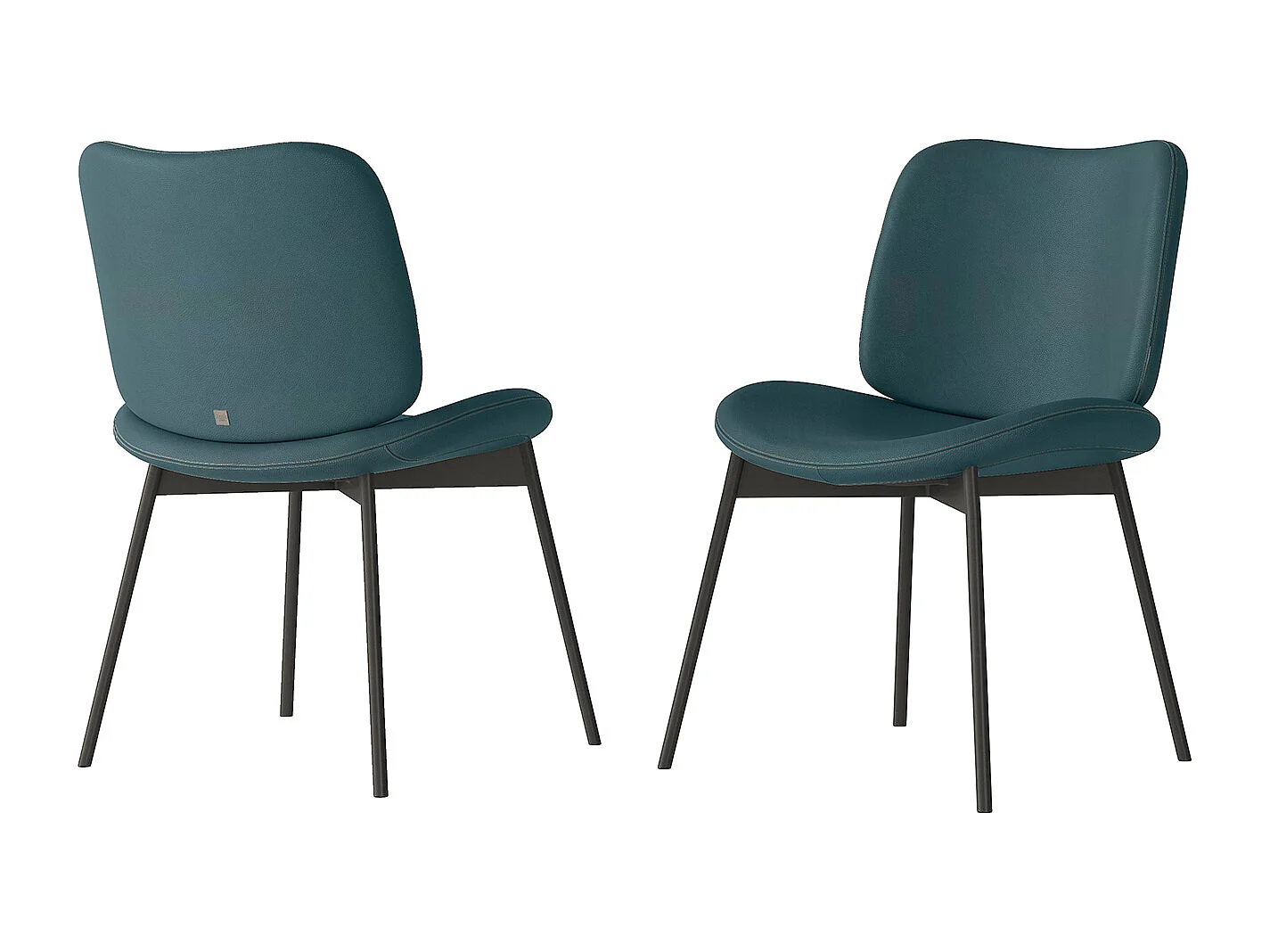 Set van 2 makostoelen - antracietgrijs struktuur, turquoise nubuck kunstleer