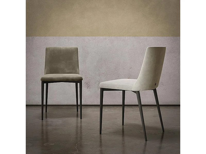 Ensemble de 2 chaises antéa structure en tissu en velours glycine gris charbon