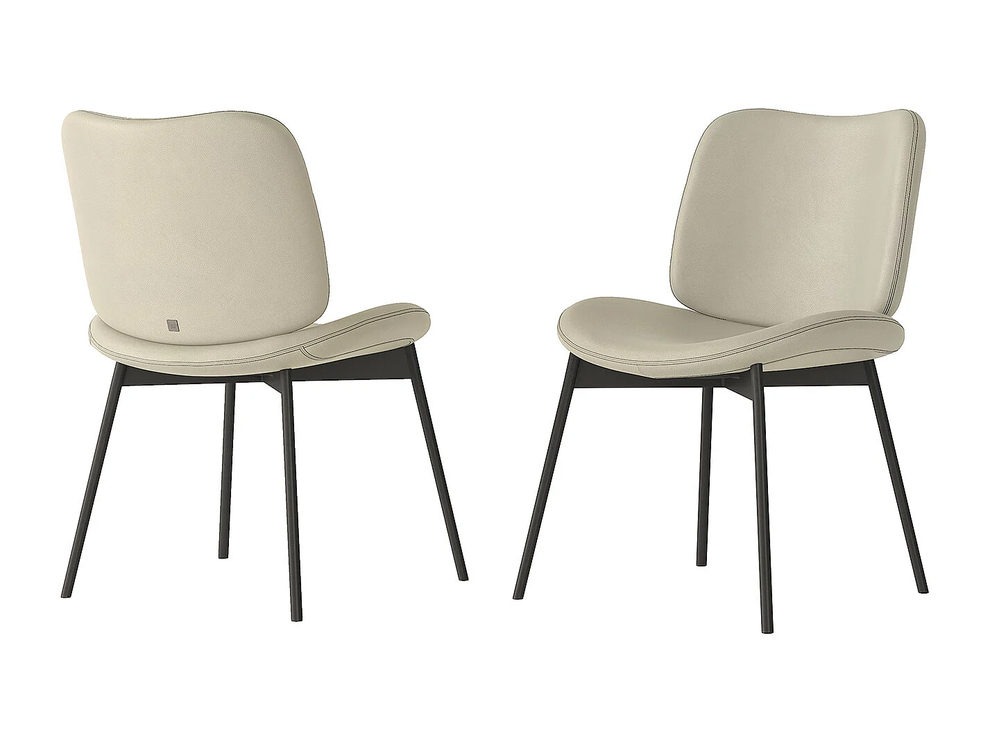 Ensemble de 2 chaises mako - structure gris charbon, faux cuir nubuck blanc havane