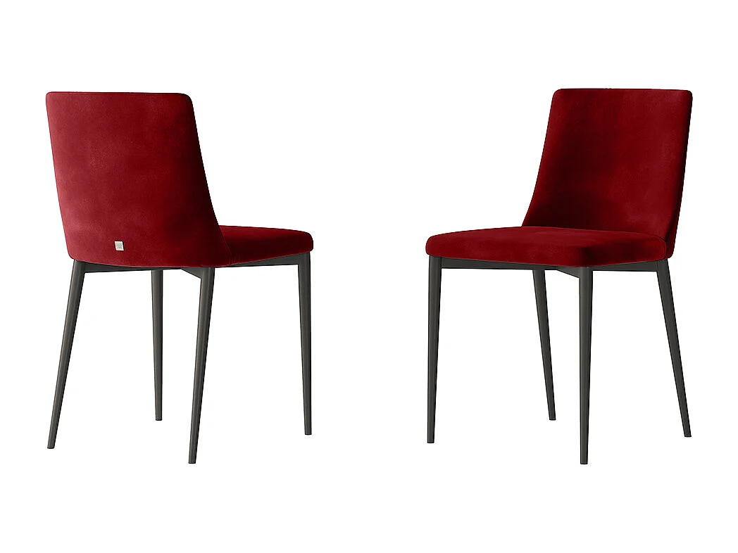Ensemble de 2 chaises antéa structure gris charbon en velours rouge foncé
