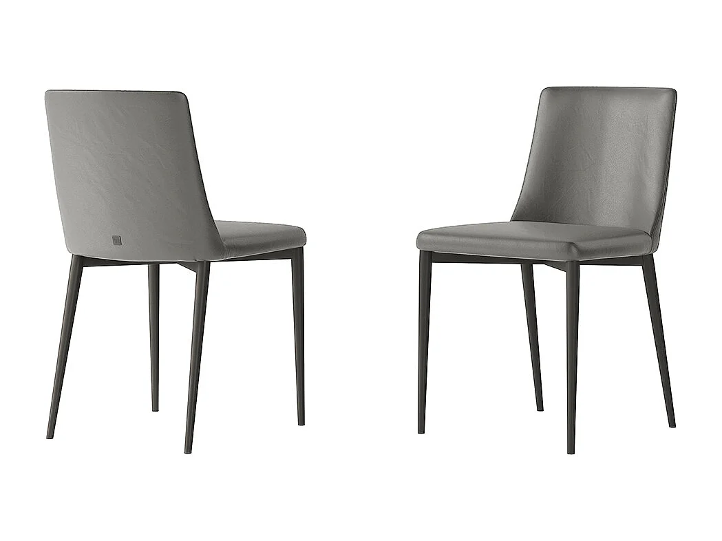 Ensemble de 2 chaises antea  gris charbon en cuir éco gris clair