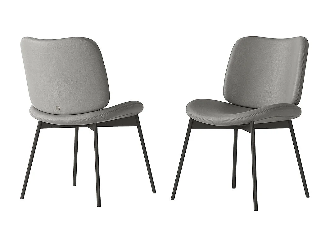 Ensemble de 2 chaises mako - structure gris charbon, cuir éco gris clair