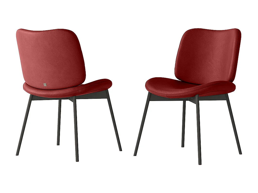 Set van 2 makostoelen - antracietgrijs frame, bordeauxrood leer