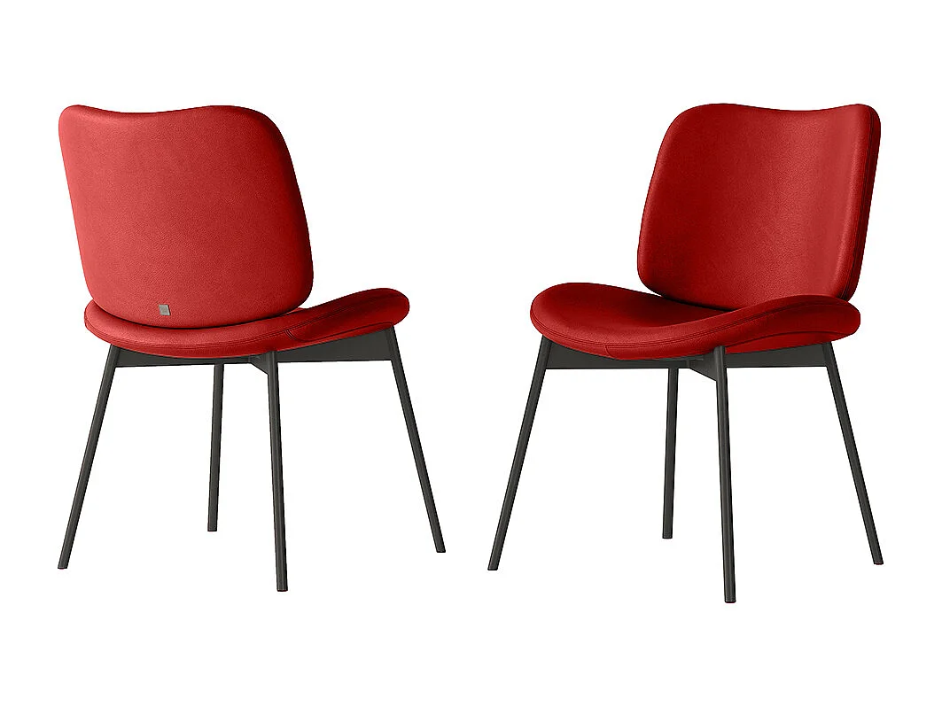 Set van 2 makostoelen - antracietgrijs frame, rood leer