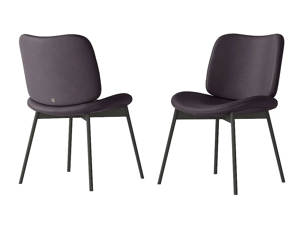 Ensemble de 2 chaises en mako - cadre gris charbon, faux cuir aubergine