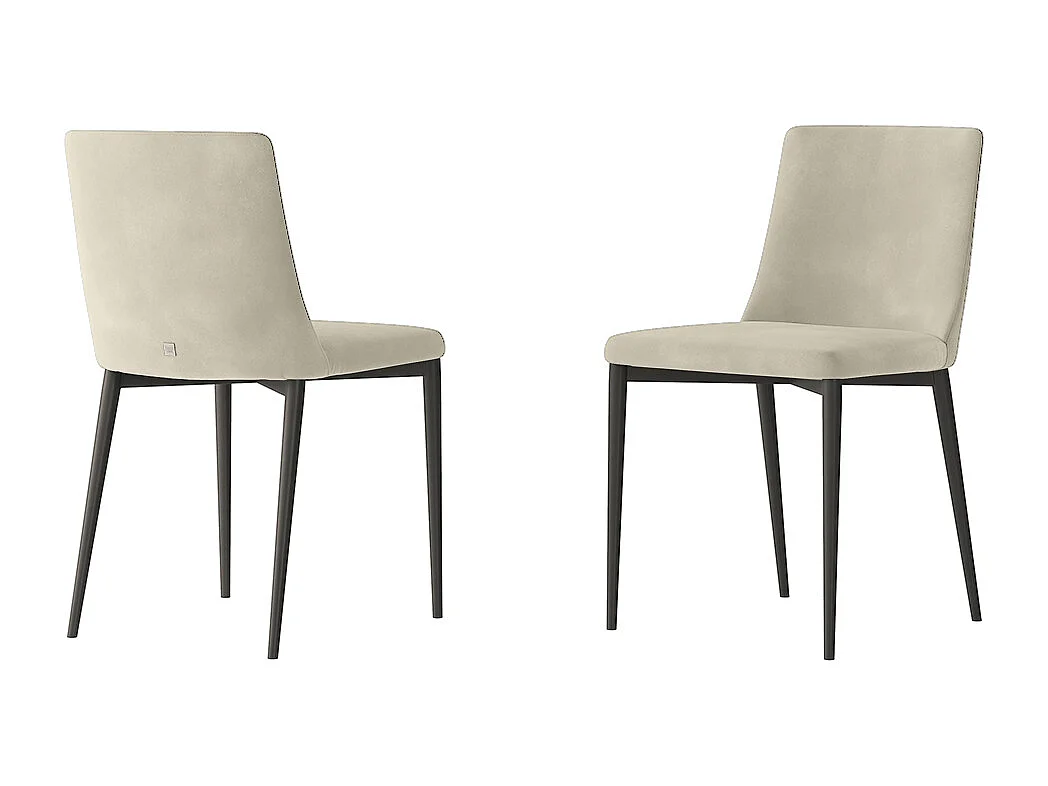 Ensemble de 2 chaises antea structure gris charbon en velours blanc