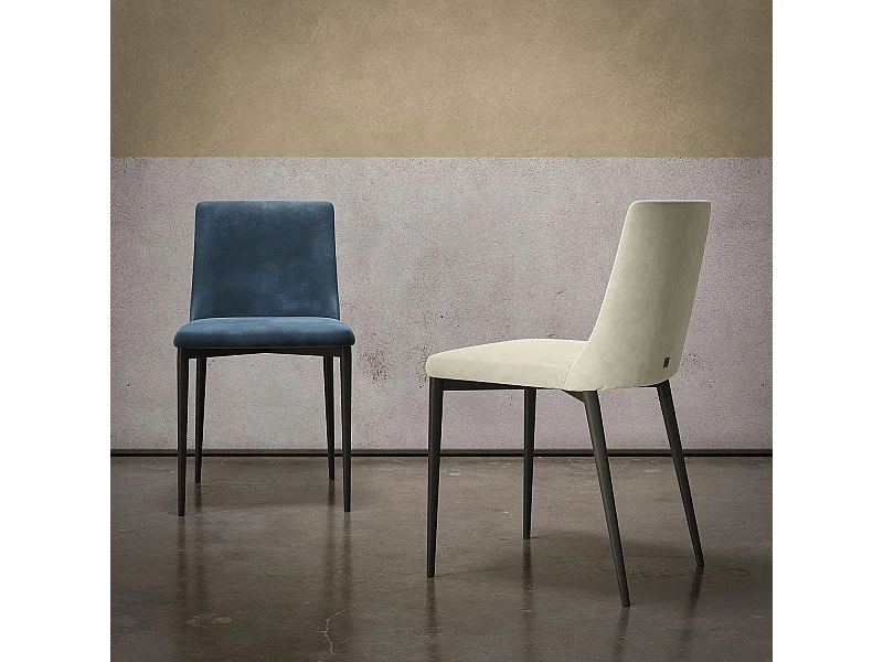 Ensemble de 2 chaises antea structure gris charbon en velours blanc