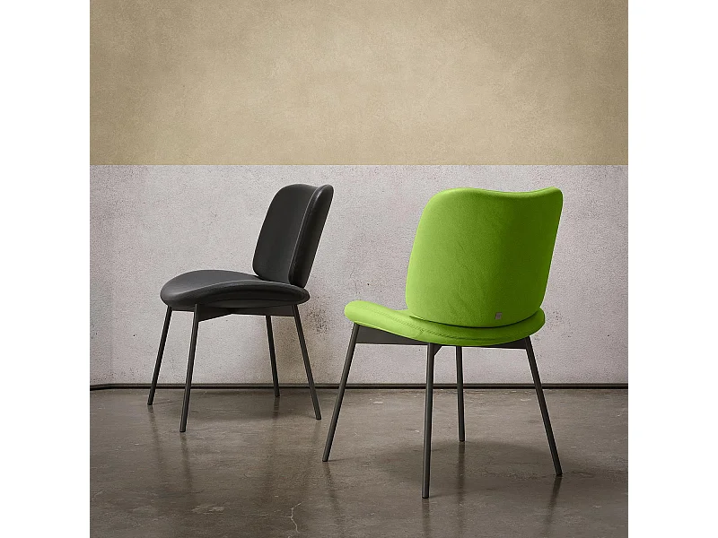 Ensemble de 2 chaises mako - cadre gris charbon, cuir écologique vert olive