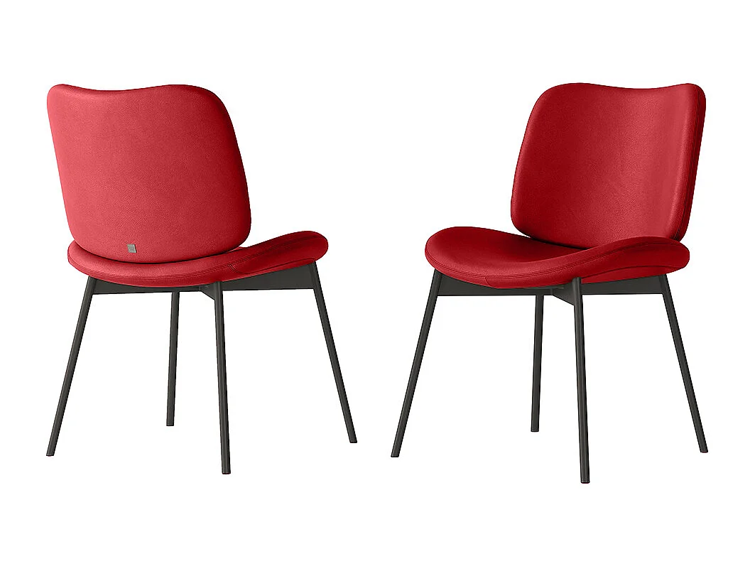 Set van 2 makostoelen - antracietgrijs frame, rood kunstleer