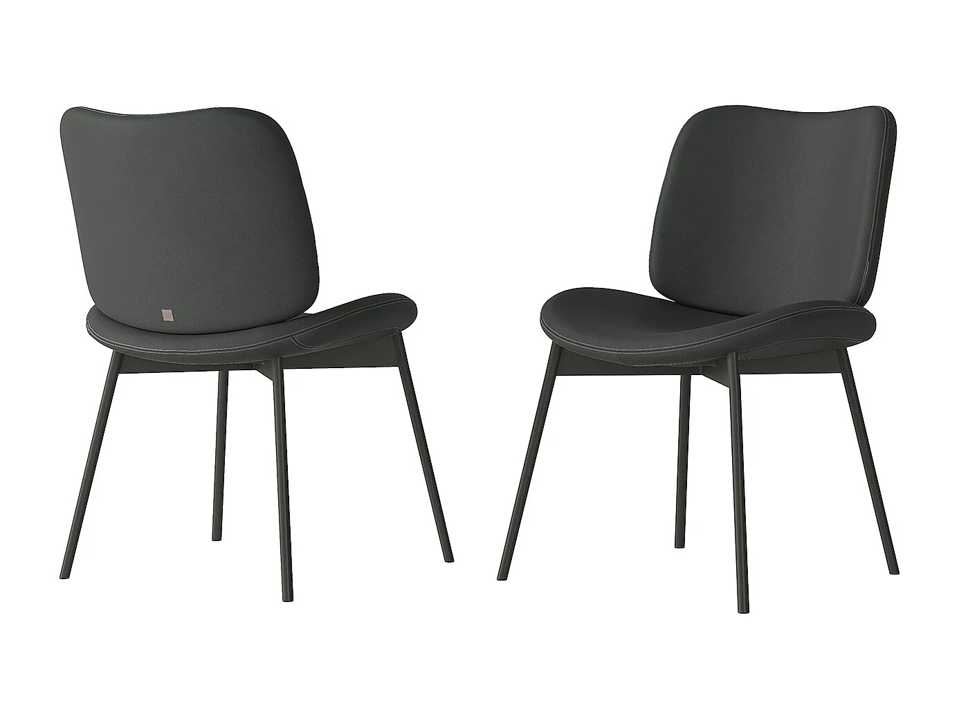 Ensemble de 2 chaises en mako - structure gris charbon, faux cuir nubuck gris