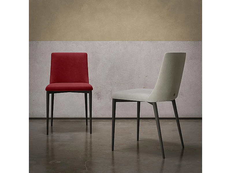 Ensemble de 2 chaises antéa tissu gris charbon teinte rouge foncé structure