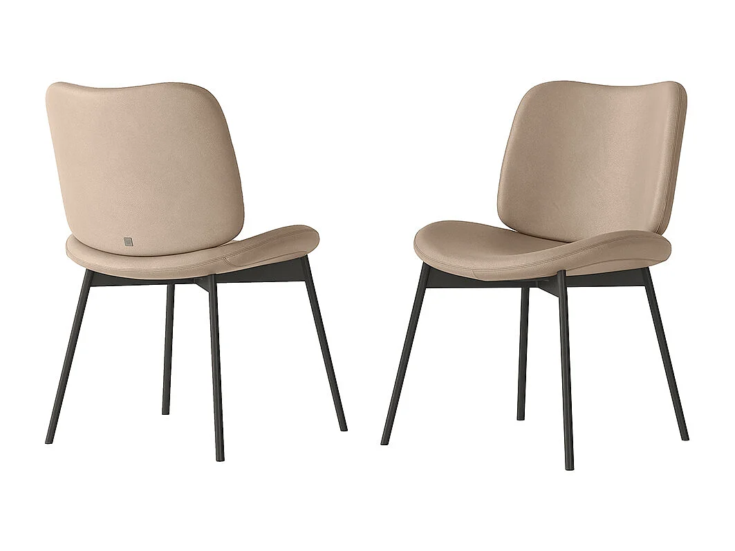 Ensemble de 2 chaises en mako - cadre gris charbon, imitation cuir crème