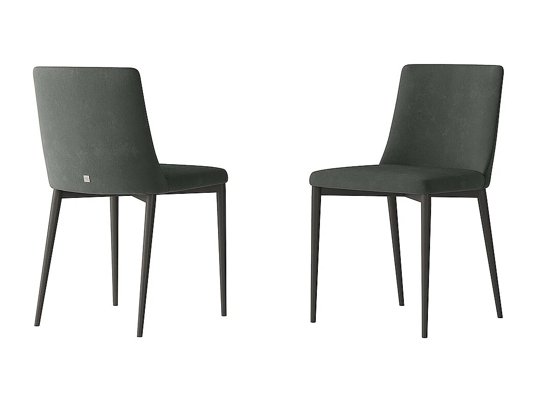 Ensemble de 2 chaises antéa gris charbon teinte tissu bleu pétrole structure