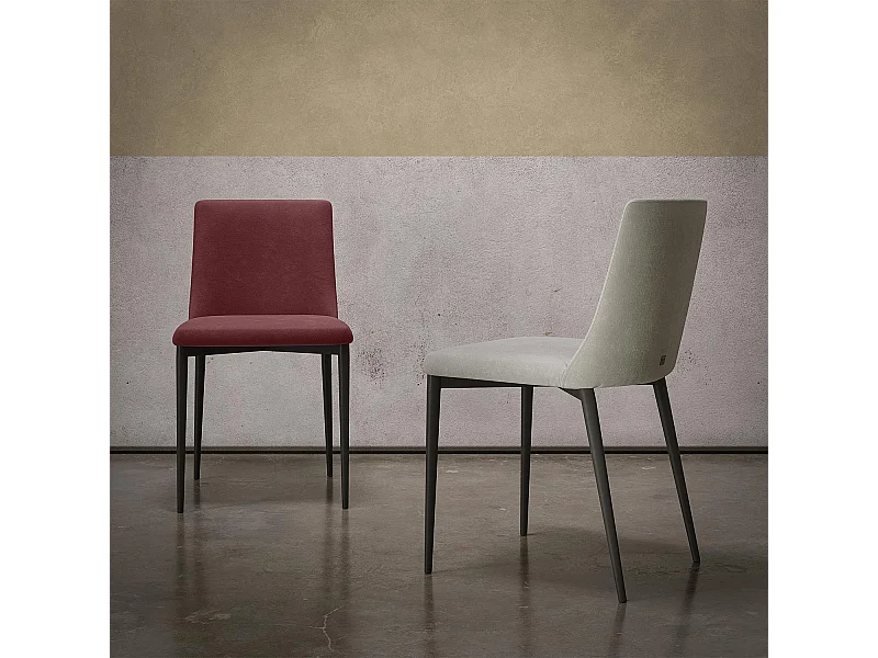 Ensemble de 2 chaises antrée gris charbon teinte tissu antique bordeaux structure