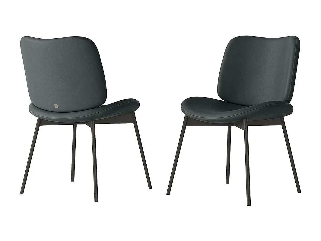 Ensemble de 2 chaises en mako - cadre gris charbon, cuir éco anthracite