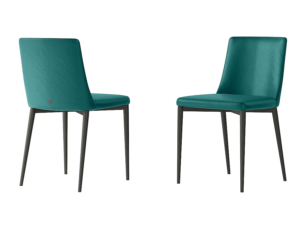 Set van 2 stoelen met antracietgrijs raam turquoise blauw leer