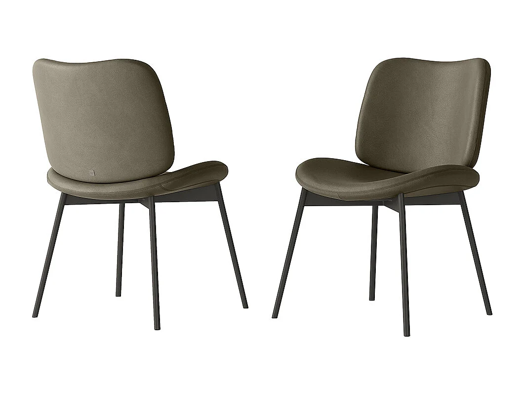 Ensemble de 2 chaises en mako - structure gris charbon, faux cuir boueux