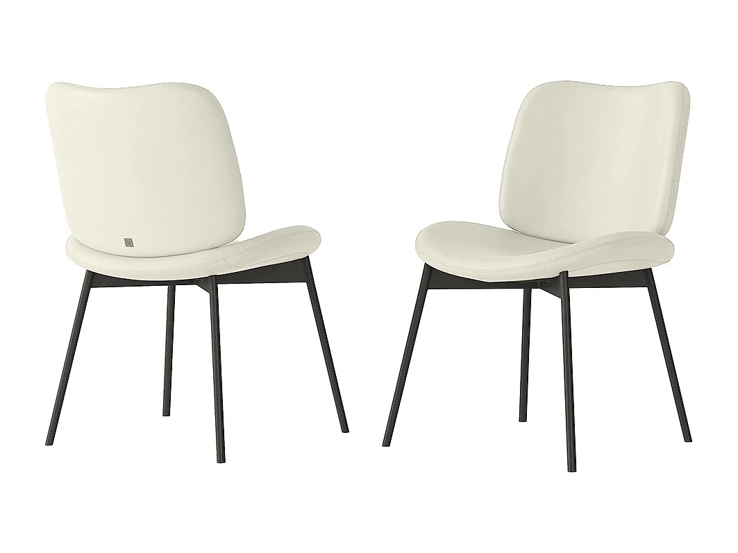 Ensemble de 2 chaises en mako - cadre gris charbon, cuir éco blanc havane