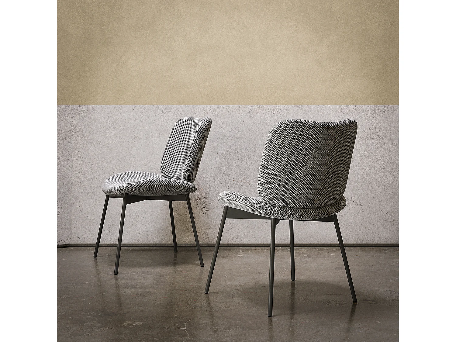 Ensemble de 2 chaises mako - cadre gris charbon, tissu flora gris foncé - blanc