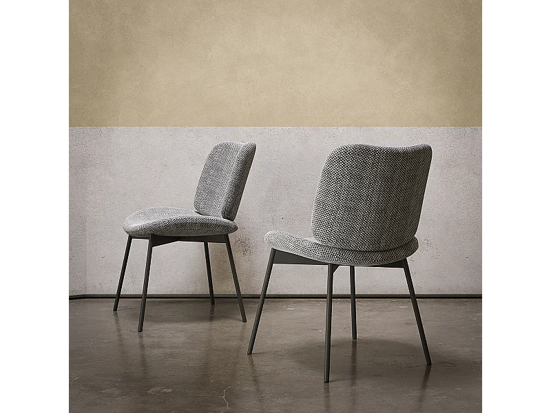 Ensemble de 2 chaises mako - cadre gris charbon, tissu flora gris foncé - blanc