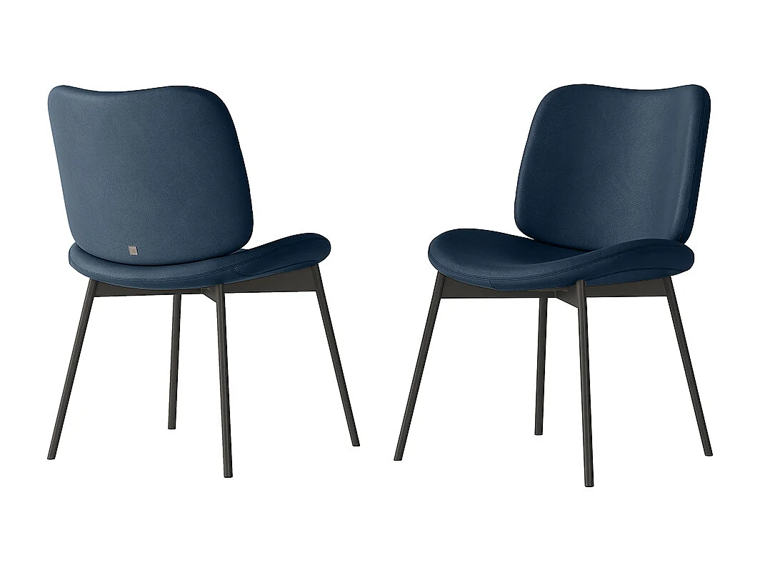 Set van 2 makostoelen - antracietgrijs frame, blauw nepleer